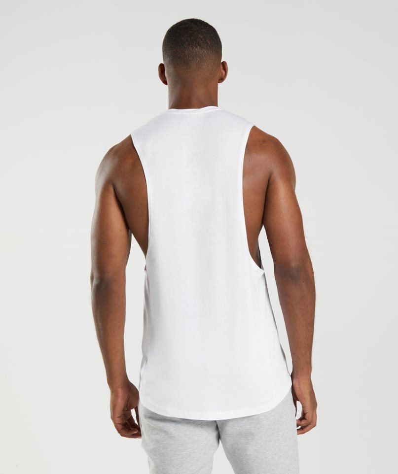 Men's Gymshark React Drop Arm Tanks White | CA 61ND57